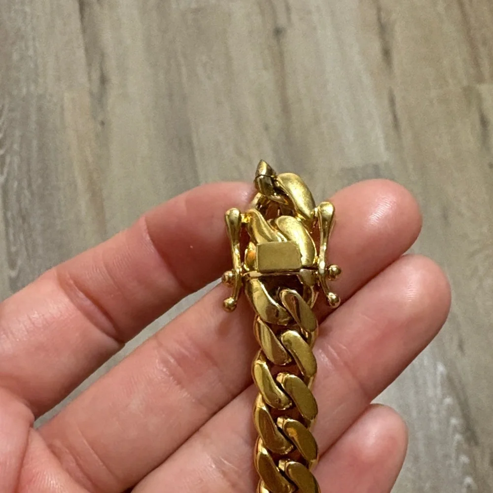 Gold Cuban Stainless Steel Men's Bracelet